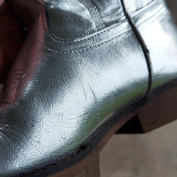 Shyanne Silver Metallic Western Cowboy Cowgirl Boots Girls - Picture 12 of 13